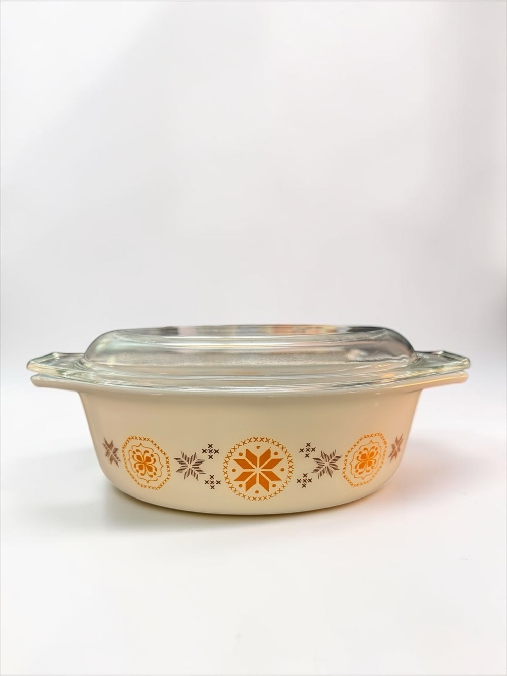 Vintage Pyrex Town & Country Casserole Dish 045 1 1/2 Quart Brown Orange